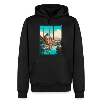 Istanbul Türkei Hafen Mosaik Reise Poster - Männer Premium Bio Hoodie - Schwarz - Vorne - Nico (187cm)