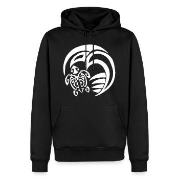 Weiße Schildkröte und Ozean - Männer Premium Bio Hoodie - Schwarz - Vorne - Nico (187cm)