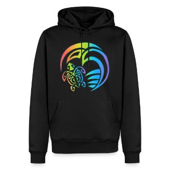Schildkröte und buntes Meer - Männer Premium Bio Hoodie - Schwarz - Vorne - Nico (187cm)