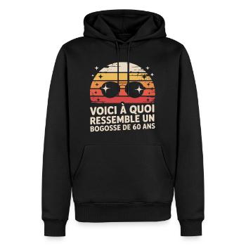 Vintage 60 Jahre alte Spaßbrille - Männer Premium Bio Hoodie - Schwarz - Vorne - Nico (187cm)