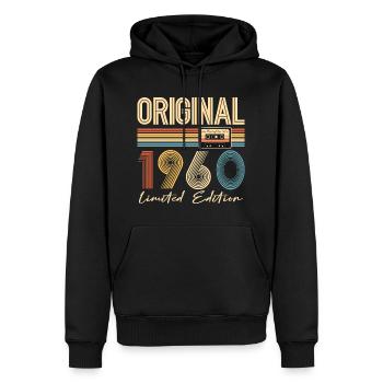 65e anniversaire 65e anniversaire Original 1960 - Sweat à capuche Premium bio Homme - noir - Devant - Nico (187cm)
