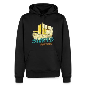 Chapelle Sagres Algarve illustration - Sweat à capuche Premium bio Homme - noir - Devant - Nico (187cm)