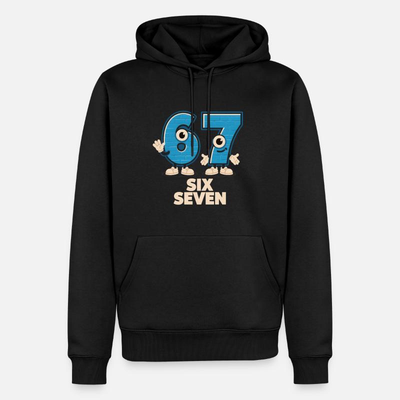 6 7 Sechs Sieben Meme – Aura Points Kids Gaming - Männer Premium Bio Hoodie - Schwarz