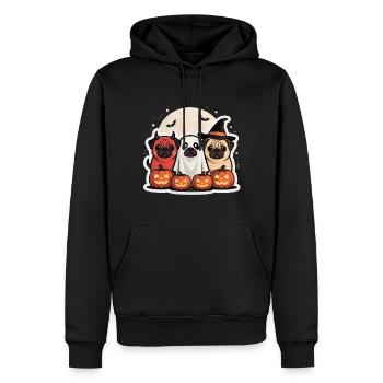 Pug Halloween Costume Funny Pumpkin Gift - Men’s Premium Organic Hoodie - black - Front - Nico (187cm)