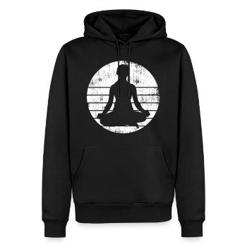 Yogi Sketch - Männer Premium Bio Hoodie - Schwarz - Vorne - Nico (187cm)