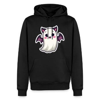 Chauve-souris fantôme d’Halloween - Sweat à capuche Premium bio Homme - noir - Devant - Nico (187cm)