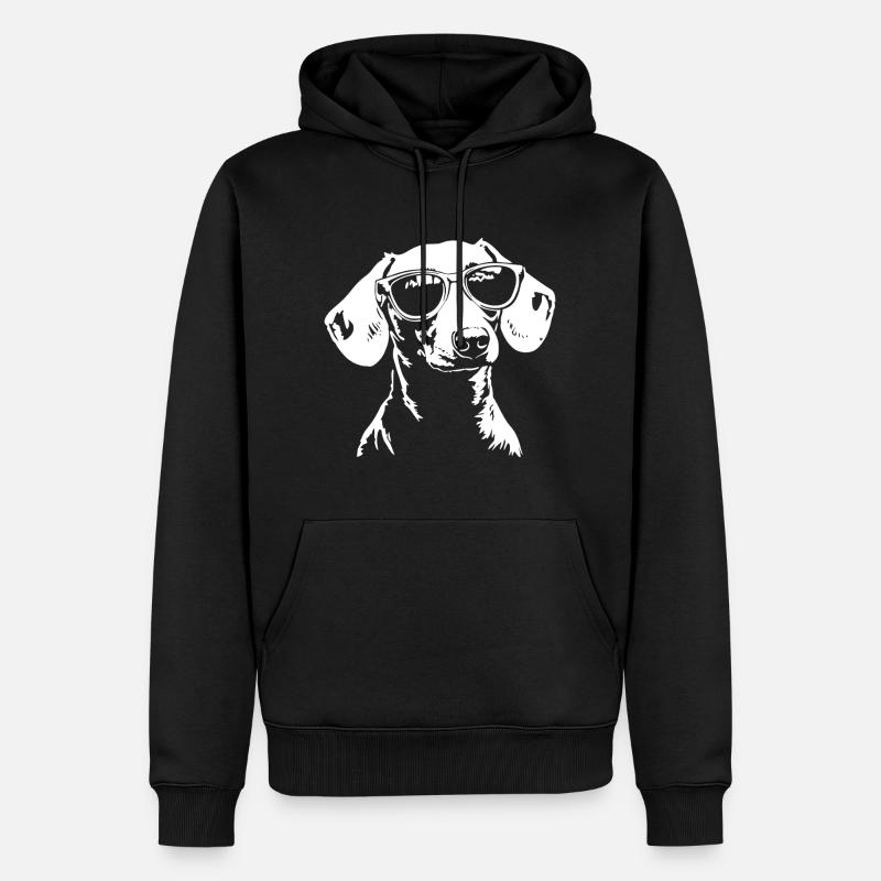 Lunettes de soleil teckel - Sweat à capuche Premium bio Homme - noir