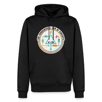 Gift for Electrical Engineer, Funny Circuits Shirt - Men’s Premium Organic Hoodie - black - Front - Nico (187cm)