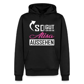 So gut kann nur eine Alisa aussehen - Männer Premium Bio Hoodie - Schwarz - Vorne - Nico (187cm)