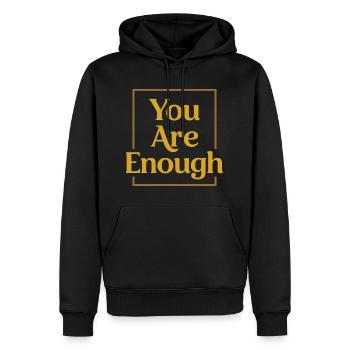 You are enough Mindfulness Motivation Saying - Men’s Premium Organic Hoodie - black - Front - Nico (187cm)