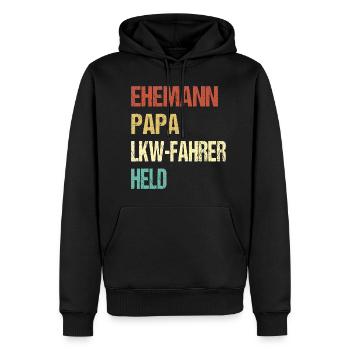 LKW Fahrer Papa - Männer Premium Bio Hoodie - Schwarz - Vorne - Nico (187cm)