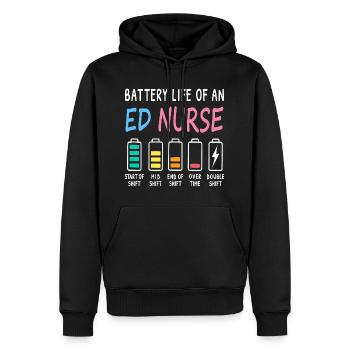 Emergency Nurse Battery Level Levels Humor - Men’s Premium Organic Hoodie - black - Front - Nico (187cm)