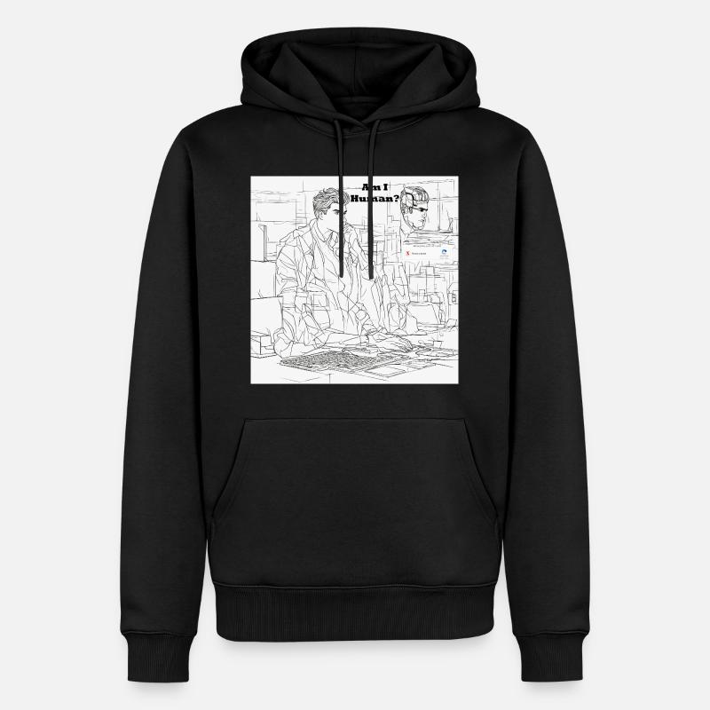 Mensch oder Roboter - Männer Premium Bio Hoodie - Schwarz
