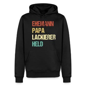 Père peintre - Sweat à capuche Premium bio Homme - noir - Devant - Nico (187cm)