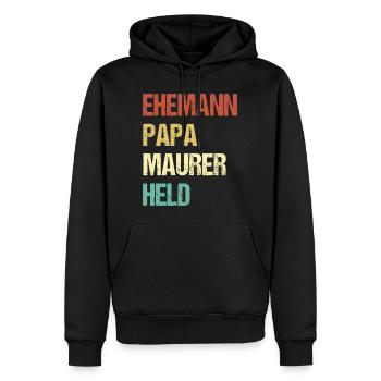 Maurer Papa - Männer Premium Bio Hoodie - Schwarz - Vorne - Nico (187cm)