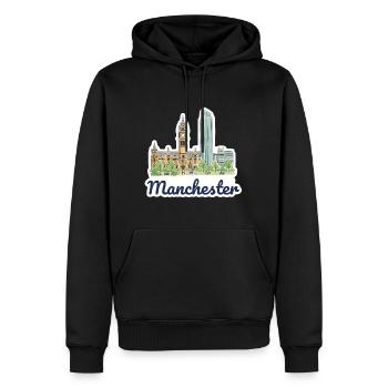 Silhouette de la ville de Manchester Town Hall Beetham Œuvres d’art - Sweat à capuche Premium bio Homme - noir - Devant - Nico (187cm)