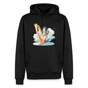 Harfentier on clouds - Men’s Premium Organic Hoodie - black - Front - Nico (187cm)