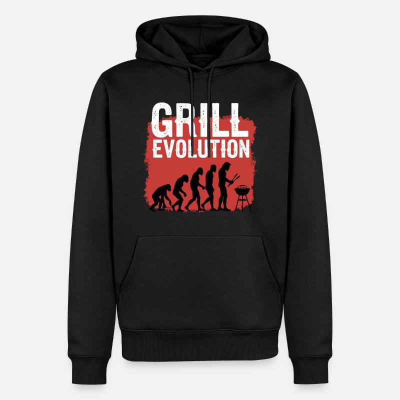 Grill Evolution Lustiger Grillmeister Spruch - Männer Premium Bio Hoodie - Schwarz