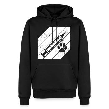 Seringue vétérinaire - Sweat à capuche Premium bio Homme - noir - Devant - Nico (187cm)