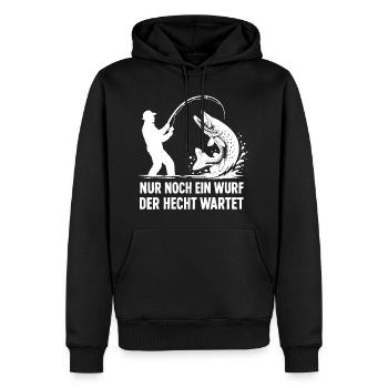 Un piquet, attendant un lancer, cadeau pour pêcheur - Sweat à capuche Premium bio Homme - noir - Devant - Nico (187cm)