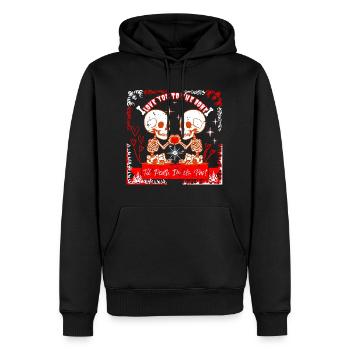 Cute Skeleton Valentine - Love You To The Bone Tee - Männer Premium Bio Hoodie - Schwarz - Vorne - Nico (187cm)
