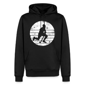 Sketch du joueur de hockey - Sweat à capuche Premium bio Homme - noir - Devant - Nico (187cm)