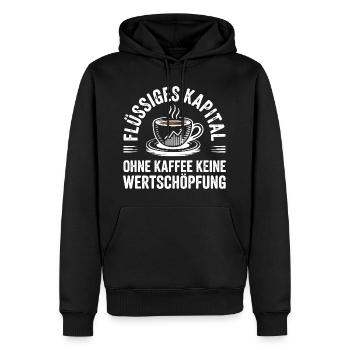 Flüssiges Kapital - Lustiges Kaffee Büro Design - Männer Premium Bio Hoodie - Schwarz - Vorne - Nico (187cm)