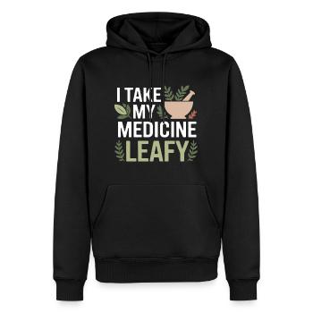 Herbalist I Take My Medicine Leafy Professional  - Men’s Premium Organic Hoodie - black - Front - Nico (187cm)