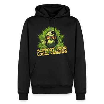 Support your local farmers - Men’s Premium Organic Hoodie - black - Front - Nico (187cm)