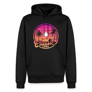Millésime 1991 - Sweat à capuche Premium bio Homme - noir - Devant - Nico (187cm)