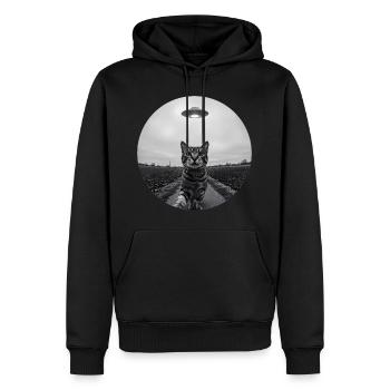 Design drôle d’extraterrestre d’un chat spatial OVNI - Sweat à capuche Premium bio Homme - noir - Devant - Nico (187cm)