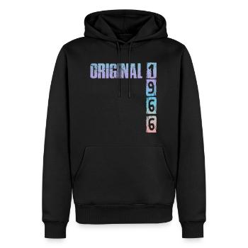 Millésime 1966 - Sweat à capuche Premium bio Homme - noir - Devant - Nico (187cm)