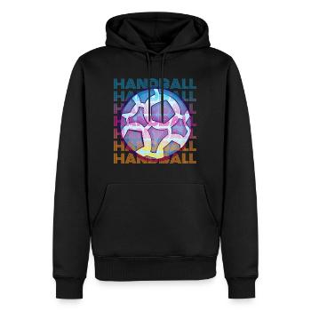 Handball vintage - Sweat à capuche Premium bio Homme - noir - Devant - Nico (187cm)