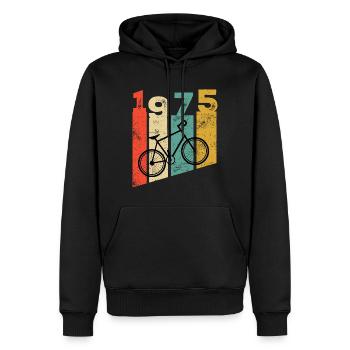 Millésime 1975 - Sweat à capuche Premium bio Homme - noir - Devant - Nico (187cm)