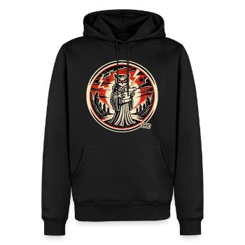 Clever Owl with Letter - Men’s Premium Organic Hoodie - black - Front - Nico (187cm)
