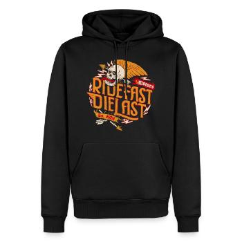 Ride Fast - Männer Premium Bio Hoodie - Schwarz - Vorne - Nico (187cm)