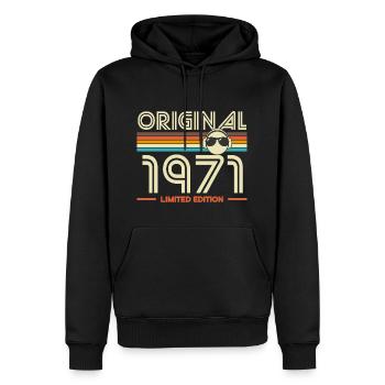 1971 Édition Limité Vintage - Sweat à capuche Premium bio Homme - noir - Devant - Nico (187cm)