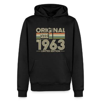 Original-Limited Edition Vintage von 1963 - Männer Premium Bio Hoodie - Schwarz - Vorne - Nico (187cm)
