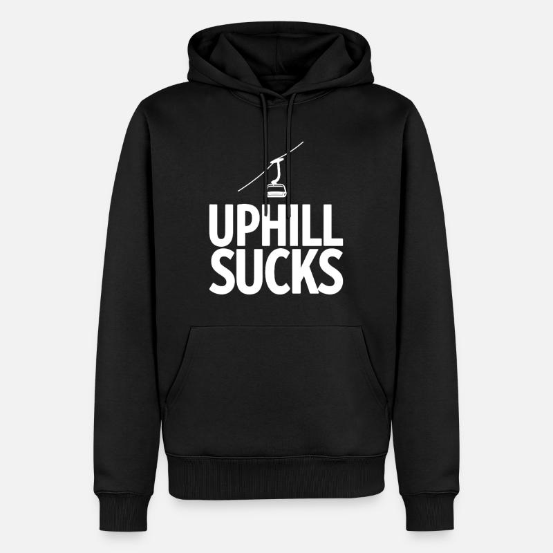 Uphill Sucks Sessellift Wintersport Statement - Männer Premium Bio Hoodie - Schwarz