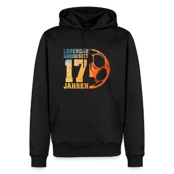 17. Geburtstag Fußball 17 Jahre Junge Jungs - Männer Premium Bio Hoodie - Schwarz - Vorne - Nico (187cm)