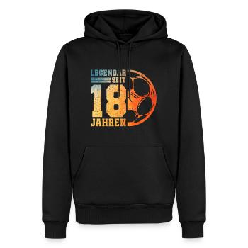 18. Geburtstag Fußball 18 Jahre Junge Jungs - Männer Premium Bio Hoodie - Schwarz - Vorne - Nico (187cm)