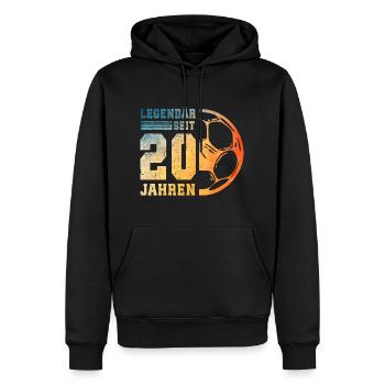 20. Geburtstag Fußball 20 Jahre Junge Mann - Männer Premium Bio Hoodie - Schwarz - Vorne - Nico (187cm)