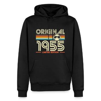 Originale Retro-Edition von 1955 - Männer Premium Bio Hoodie - Schwarz - Vorne - Nico (187cm)