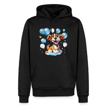 Lustiger Ballonhund im Partylook - Männer Premium Bio Hoodie - Schwarz - Vorne - Nico (187cm)