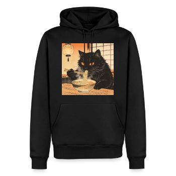Cute Cat Ramen Noodles Japan Wave Gift Retra - Men’s Premium Organic Hoodie - black - Front - Nico (187cm)