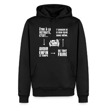 Die Kunst des Nichtstuns (weißer Text) - Männer Premium Bio Hoodie - Schwarz - Vorne - Nico (187cm)