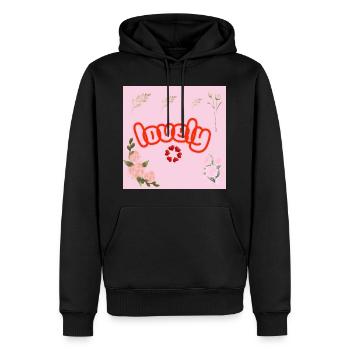 Lucky Neon Floral on Pink - Men’s Premium Organic Hoodie - black - Front - Nico (187cm)