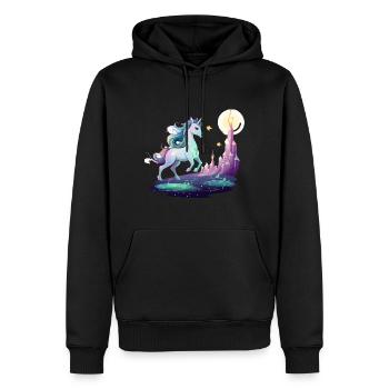 Mondturm Einhorntraum - Männer Premium Bio Hoodie - Schwarz - Vorne - Nico (187cm)