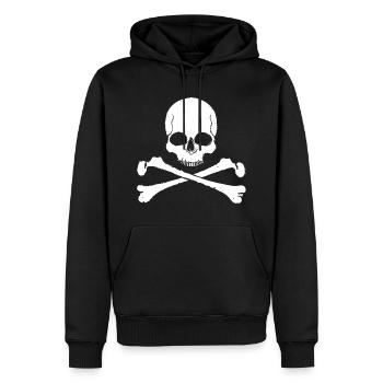 Schädelkreuz Muster Totenkopf - Männer Premium Bio Hoodie - Schwarz - Vorne - Nico (187cm)
