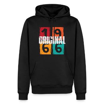 Original 1966 - Sweat à capuche Premium bio Homme - noir - Devant - Nico (187cm)